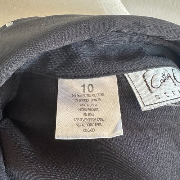 Kathy Che Stretch Black Studded-Collar Zip Front Blouse – Size 10 - Picture 6 of 6